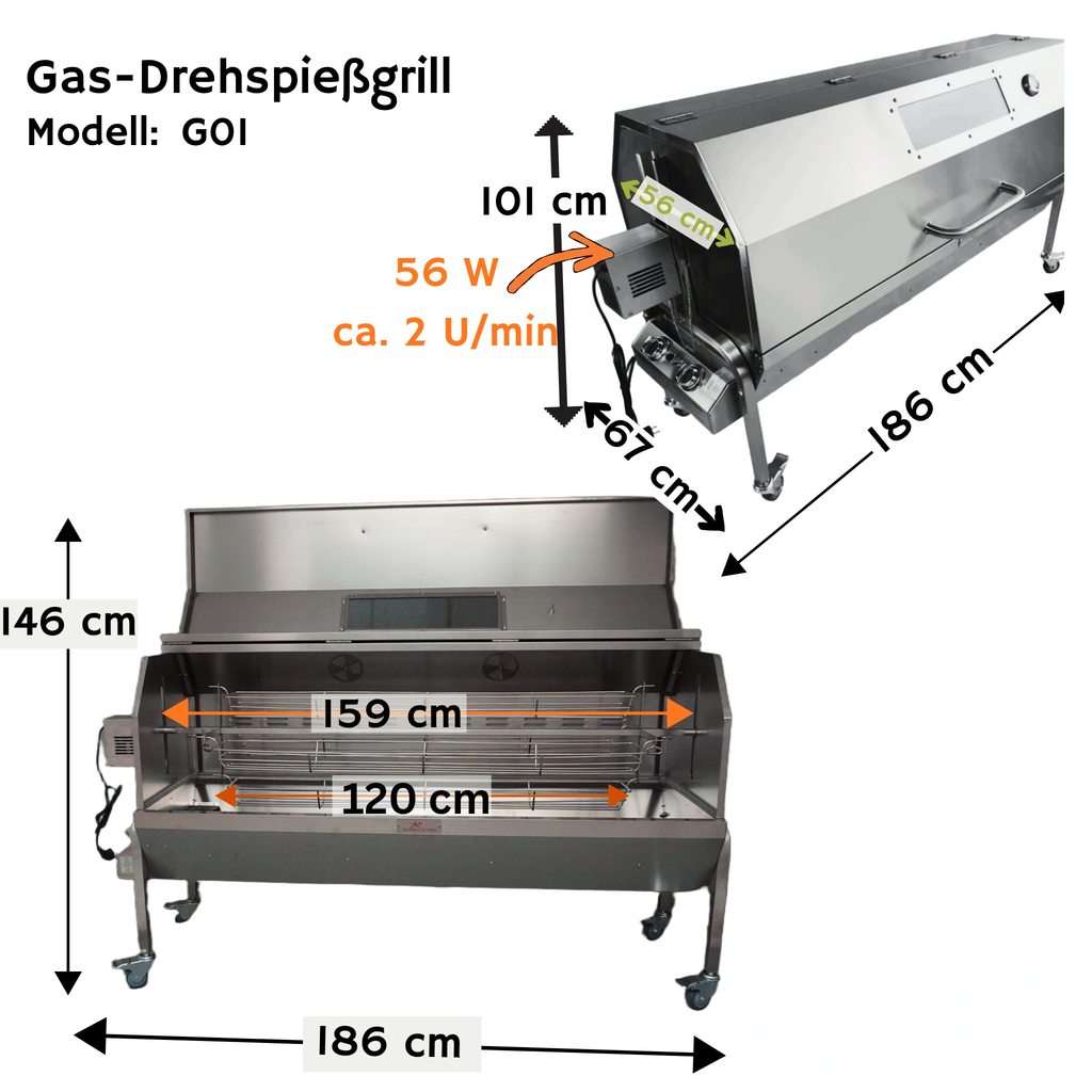 XXL gas suckling pig grill lamb grill spit grill BBQ grill